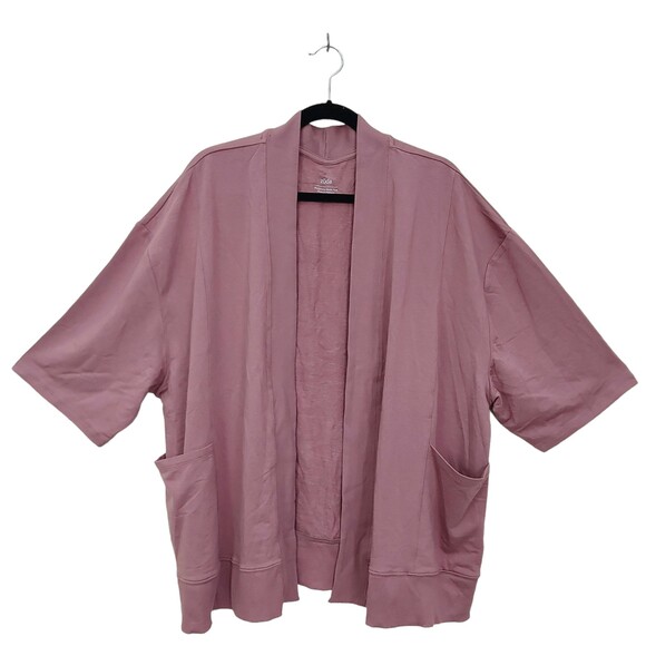 Zuda Z-Knit Open Front Topper Womens XL Mauve Elbow Sleeve Relaxed Fit Casual - Picture 1 of 12